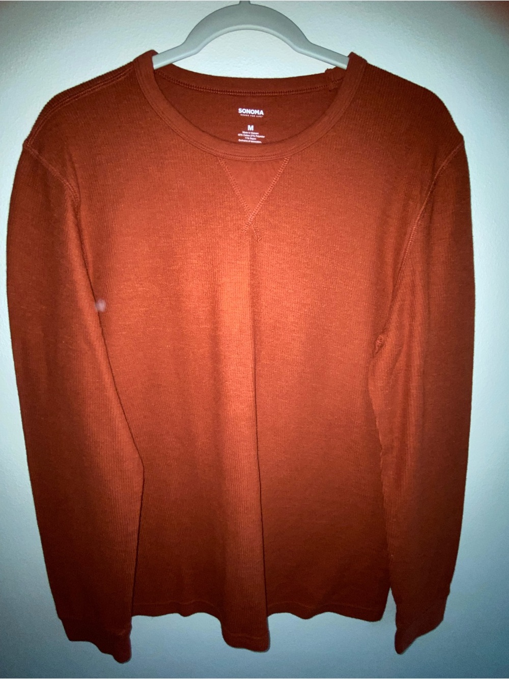 Sonoma Burnt Orange Waffle Knit Long Sleeve Tee